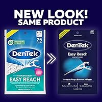 Vista 2 de DenTek Complete Clean - Púas de hilo dental de fácil alcance, sin romper y sin triturar, 75 unidades (el paquete puede variar)