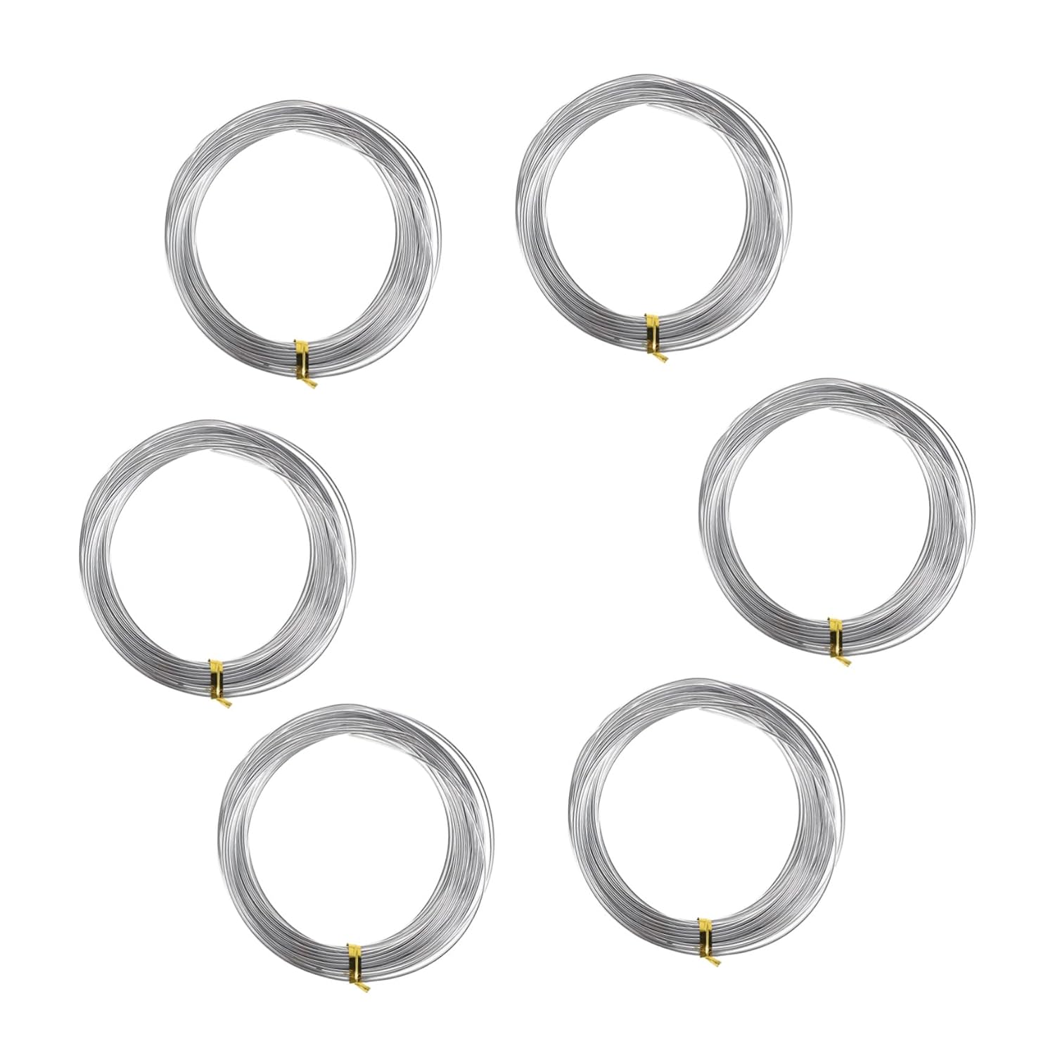 6 Rolls Aluminum Crafting Wire, 1mm Diameter, 32.8 Feet Each, Flexible and Bendable Floral Wire for Home Gardening and Multiproject Use with Silver Color, Compatible with Pliers