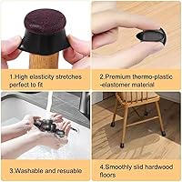 Vista 6 de 16 protectores de suelo de silicona negra para patas de silla con fieltro, protectores de suelo para patas de silla para suelos de madera dura