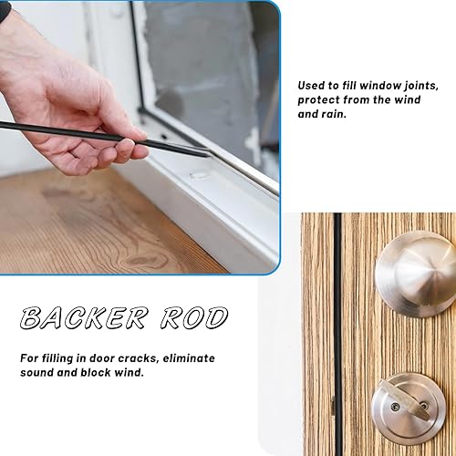 Miniatura 5 de UOU - Varilla trasera de 18 pulgadas, protector de calafateo de espuma negra para huecos y sellado de puerta, relleno de juntas de expansión de