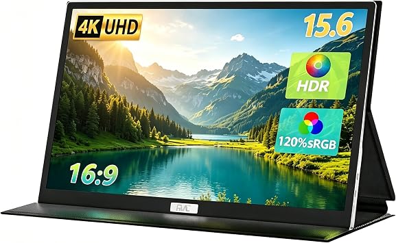 15.6 Inch 4K Portable Monitor Touchscreen, 3840x2160 Ultra HD USB-C HDMI Gaming Monitor, Slim Lightweight External Display with Built-in Speakers, Travel Secondary Screen for Laptop Phone PS5 Switch