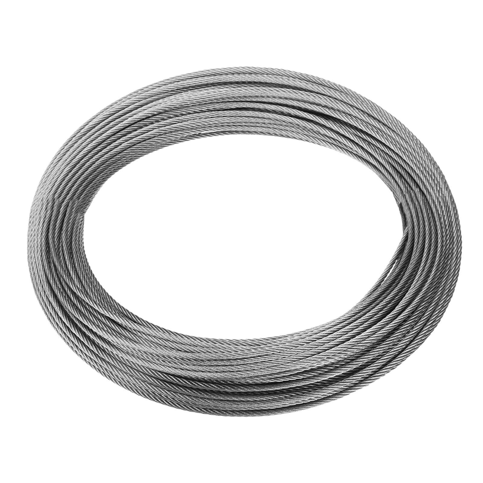 QUARKZMAN 1/8" (3mm) 164ft (50m) Cavo In Acciaio Inossidabile 304 Filo D'acciaio 7 x 7 Trecciati Nucleo Filo Per Aerei Per Costruzioni All'aperto Marina Imbracatura Ponte Ringhiere