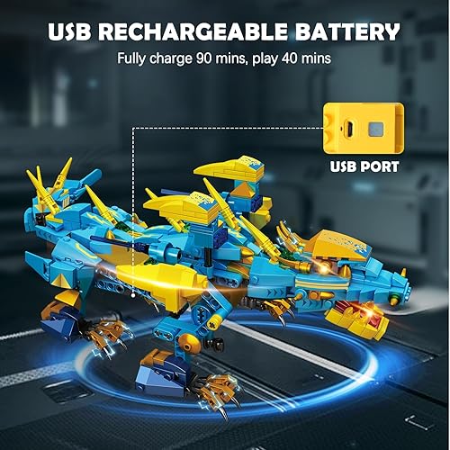 Miniatura 12 de HOGOKIDS Kit de construcción de dragón con control remoto y aplicación, 515 proyectos para niños de 8 a 12 años, regalos educativos de cumpleaños