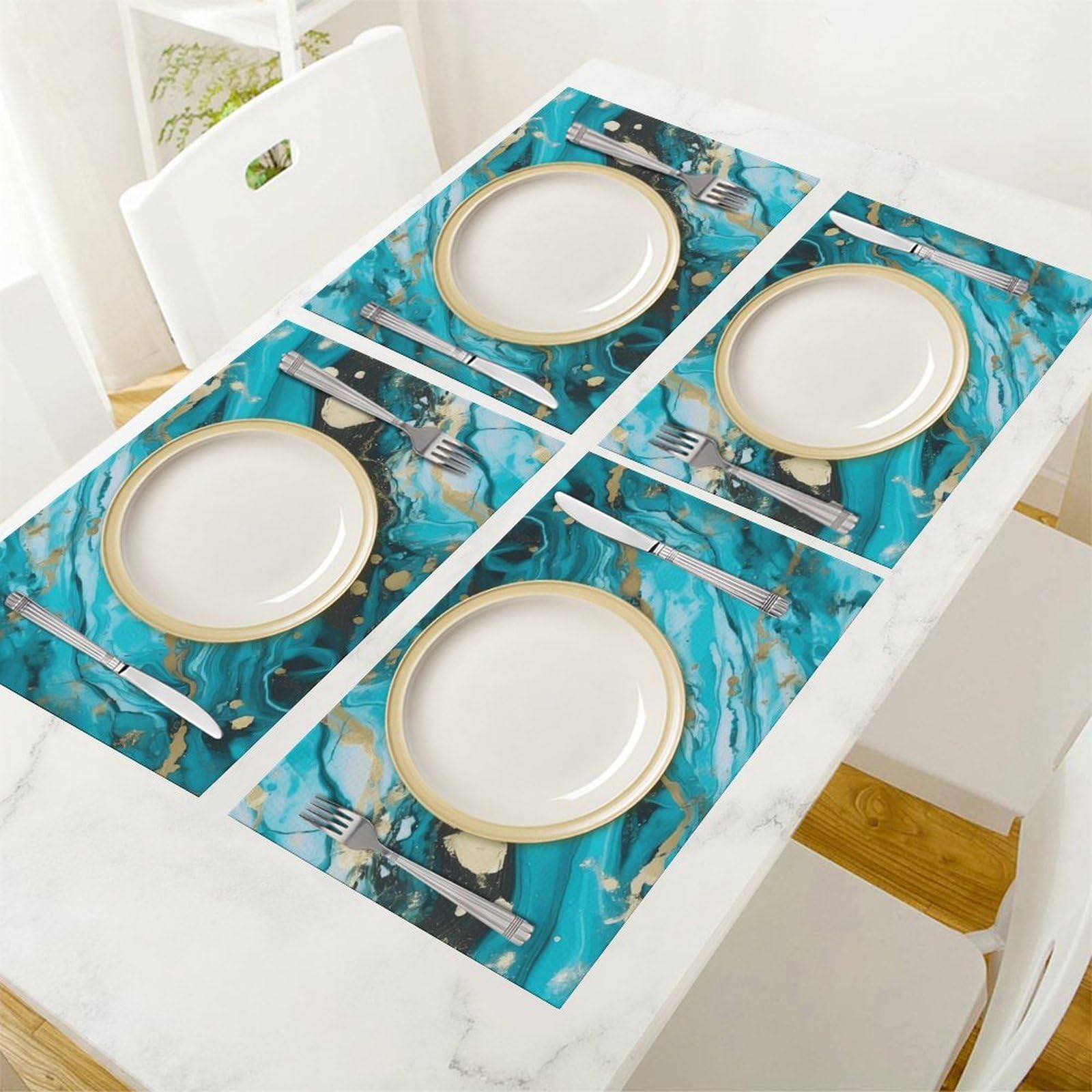 Set di 6 tovagliette all'americana in PVC, lavabili, resistenti al calore, antiscivolo, impermeabili, per interni ed esterni, tavolo da pranzo, cucina, feste e vacanze