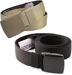 2 Stück Geldgürtel mit Geheimfach, Einstellbar Versteckter Gürtel, Verschleißfest Geldgürtel für Reisen Versteckt für Outdoor-Sport Geschäftsreisen Tägliche Freizeit und Andere Szenarien