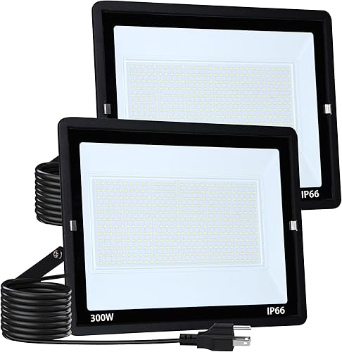 Miniatura 8 de SWORDFORCE Luz de inundación LED de 50 W para exteriores, luz de trabajo LED, reflector con enchufe IP66 impermeable, 6500 K, 2 unidades de luz de