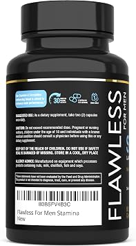 FLAWLESS FOR MEN Stamina | Extra Firm Hard On Pills | Fast Acting L-Arginine, L -Citrulline & Nitric Oxide Supplement for Men | Promotes Male Vitality, Blood Flow and Endurance | 60 Capsules