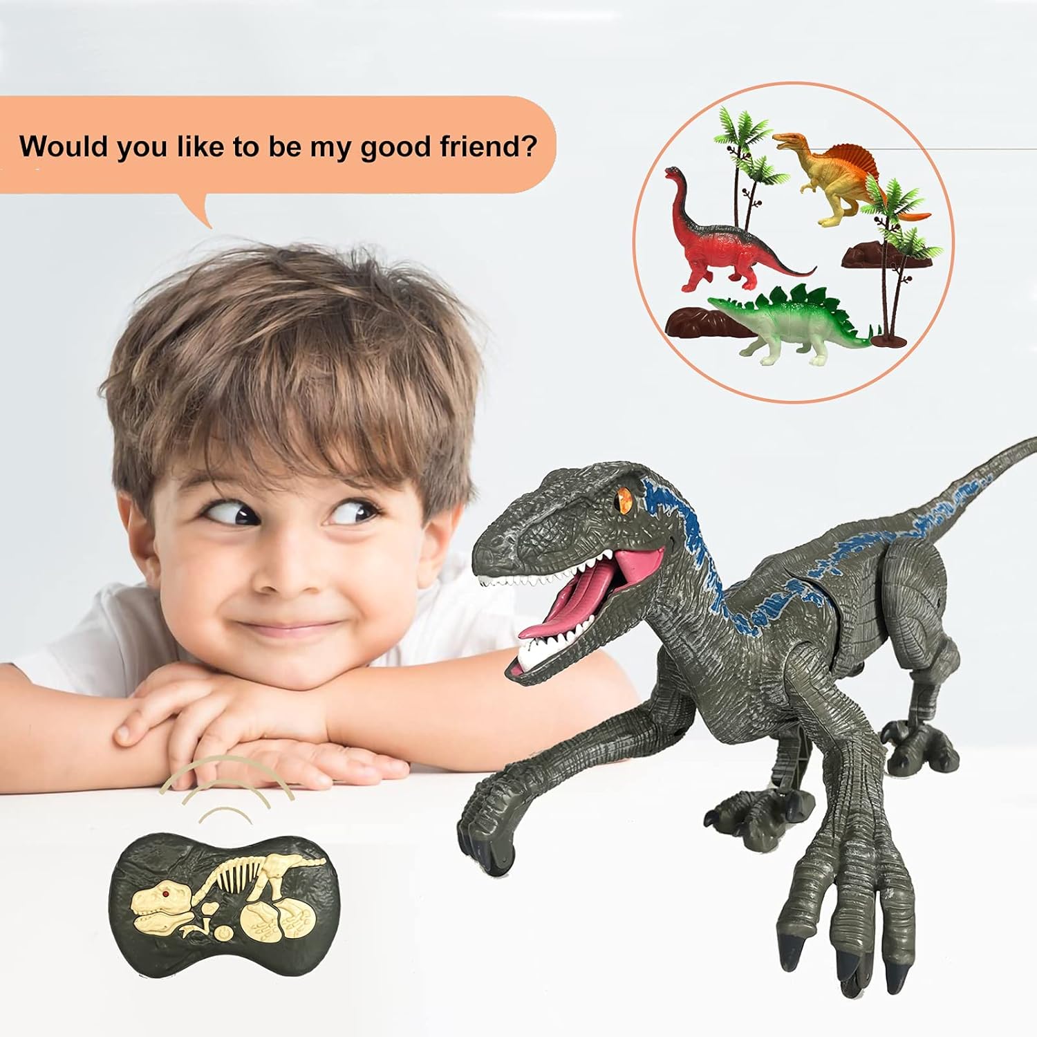 Remote Control Dinosaur Toys for Boys Kids Girls 3 4 5 6 7 8 Years Old 2.4Ghz Electronic RC Robot Toy LED Lightup Walking Roaring Velociraptor Jurassic Dino Rechargeable Raptor Blue Birthday Gifts … : Clothing, Shoes & Jewelry