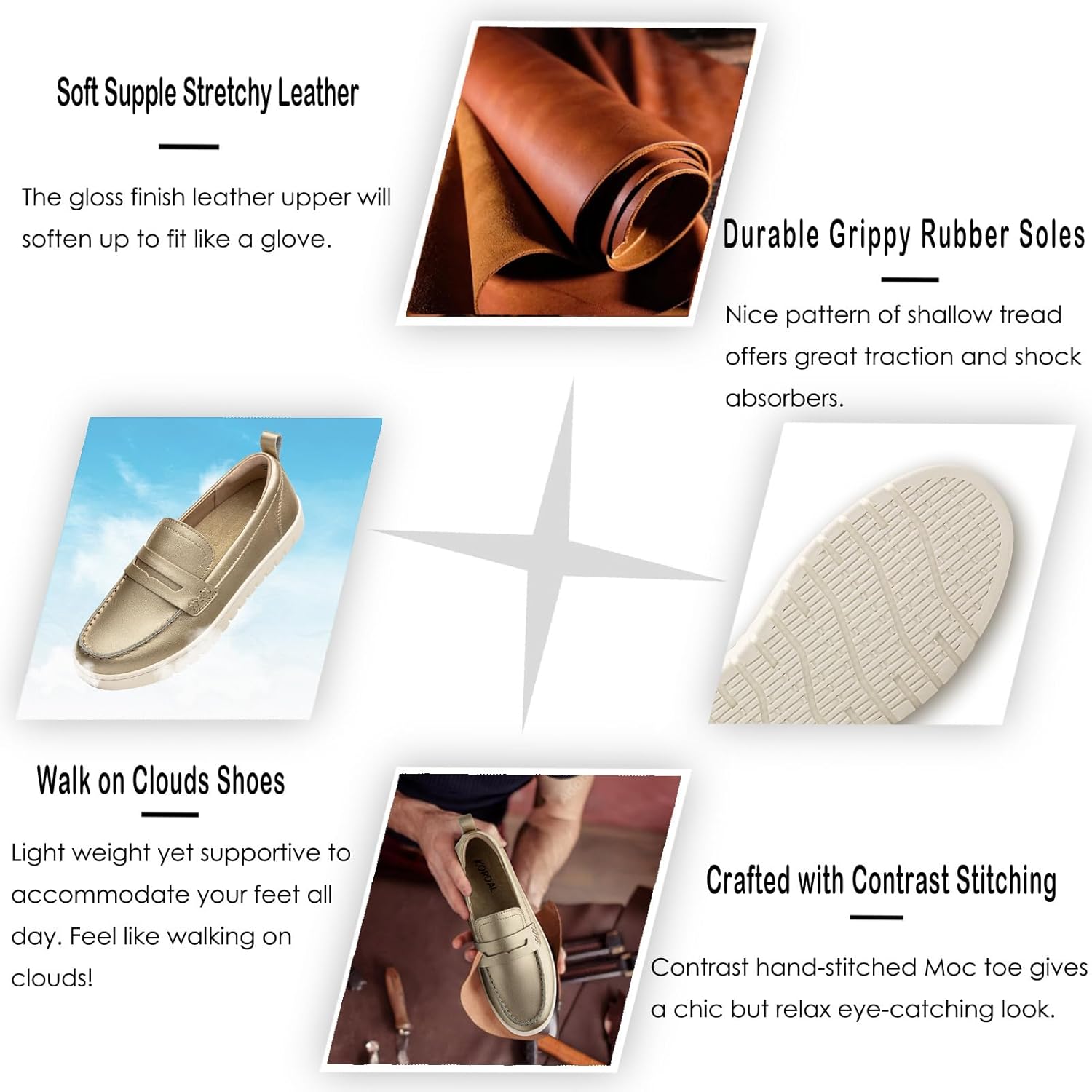 KORDAL Women's Comfortable Classic Penny Loafers Leather Sneakers Casual Slip On Dress Shoes Office Work Everyday Walking Flats Driving Shoes for Women - Image 4