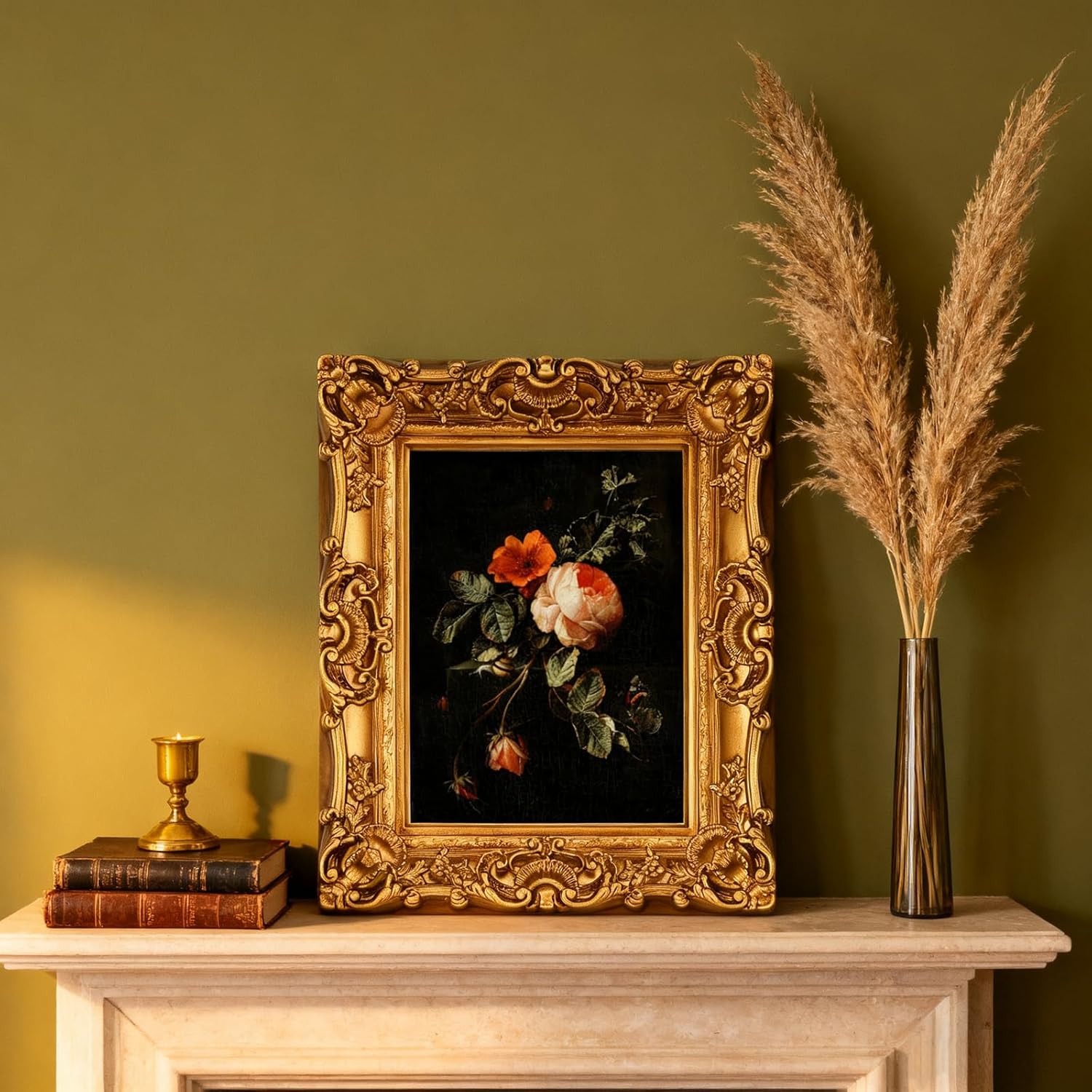 8X10 Vintage Picture Frame, Ornate Gold Baroque Antique Style with Glass Front, 8 X 10 Photo Frame for Tabletop Wall Hanging Display