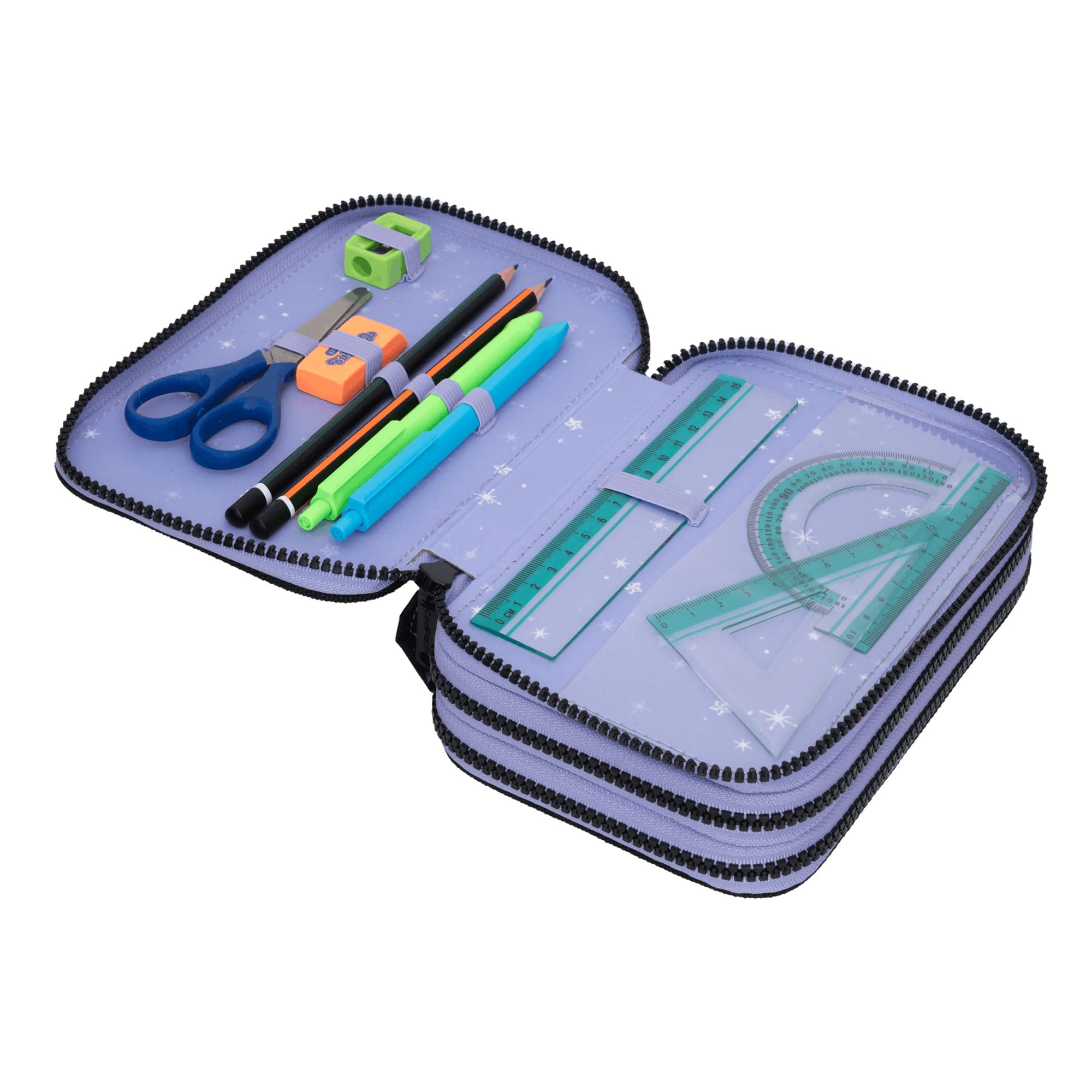 CoolPack Kuromi Astuccio Jumper 3-3 scomparti riempiti – Astuccio per studenti con cancelleria – motivo gotico