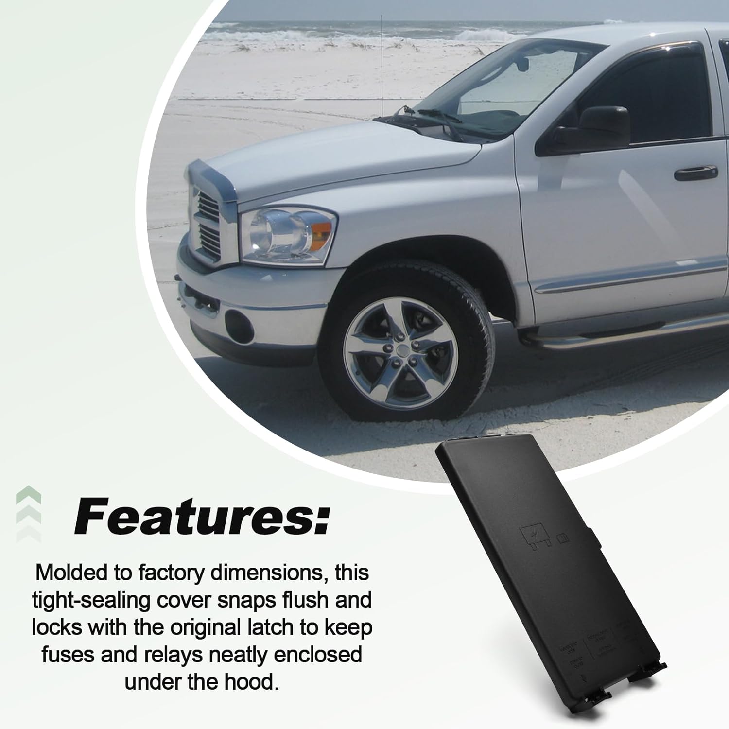 Engine Fuse Box Cover Power Module Cover Relay Lid Compatible with 2006-2008 Ram 1500 2006-2009 Ram 2500 2006-2010 Ram 3500 2010-2011 Caliber 2010 Patriot 2010 Compass Replace 68002786AA 5175564AA