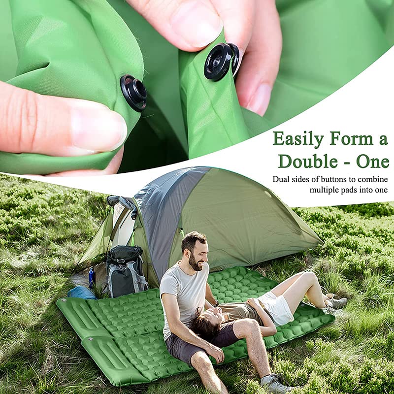 Matelas Camping Auto-gonflant BIHEE – 8 Cm D'épaisseur, Pompe à Pied Intégrée, Coussin Inclus – Ultra Léger 1,5 Kg