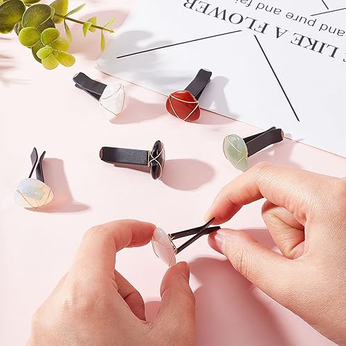 Miniatura 3 de OLYCRAFT 6 clips de ventilación de automóvil de piedra natural con forma de corazón, clips de ventilación de automóvil con piedras preciosas de