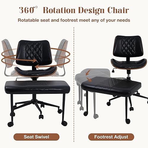 Miniatura 7 de Silla de oficina ergonómica con patas cruzadas con ruedas, altura ajustable y giratoria de 360 para meditación, escritorio y yoga, diseño cruzado