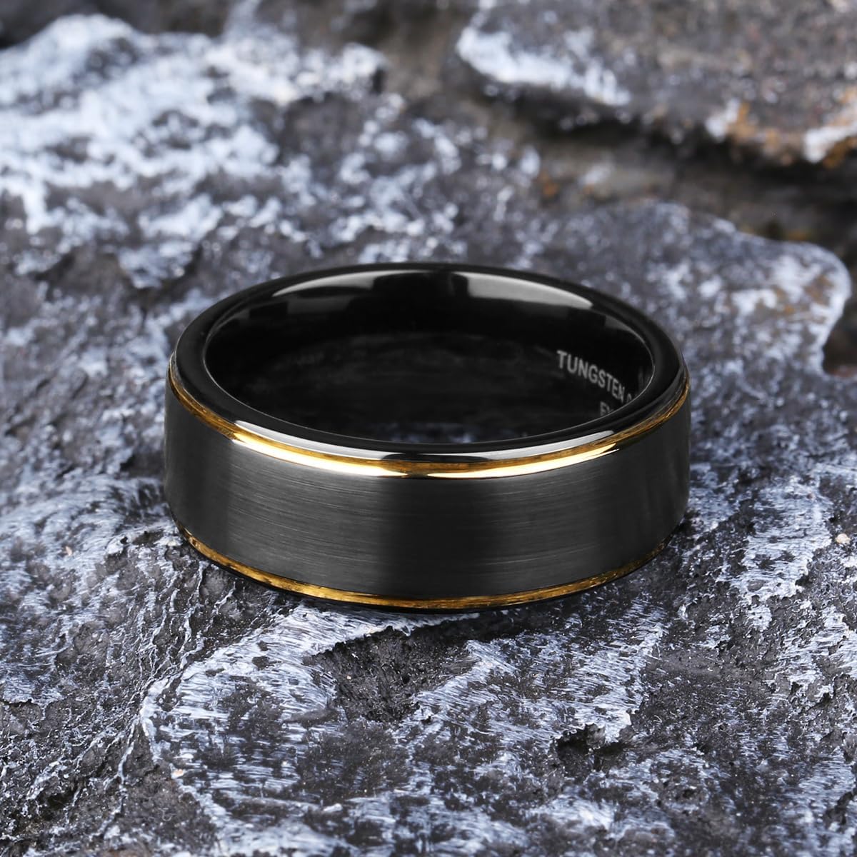 Engraved Classic Black Tungsten Rings For Men Women Wedding Band Suitable for Engagement Wedding Valentine's Day Gift Fit Sizes 5-14.5