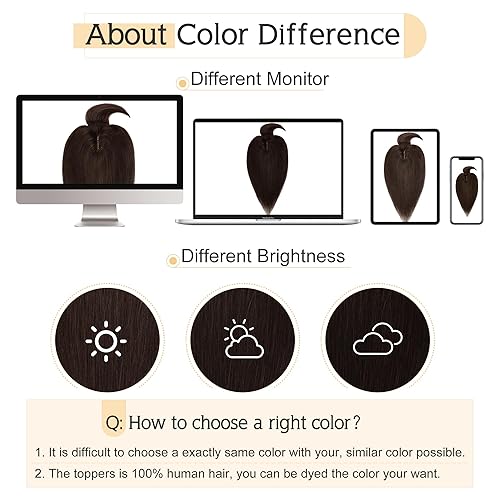 Miniatura 6 de SEGO Toppers para el cabello para mujer, cabello humano real con flequillo, 2.8 x 5.1 in, base de seda, 100% cabello humano Remy con clip en la