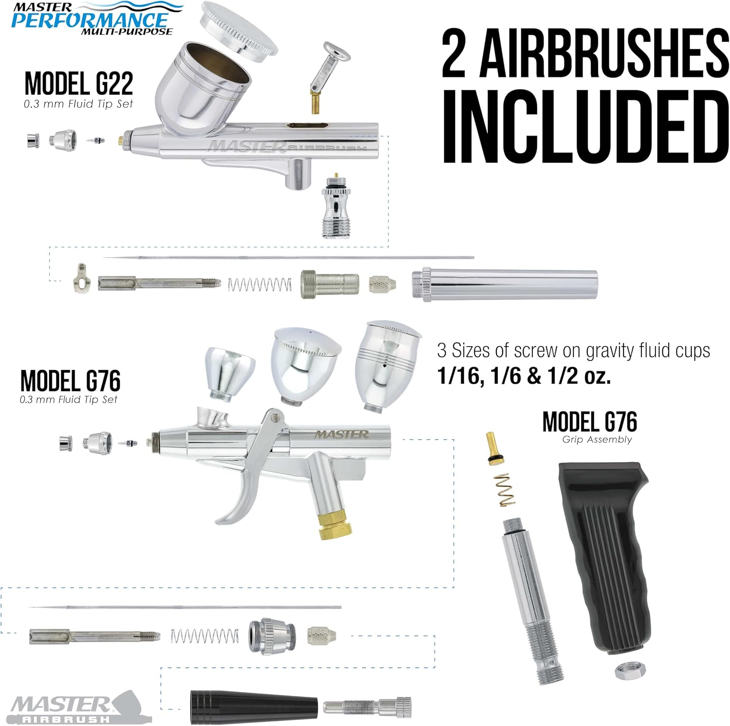 Master Airbrush Cake Decorating Kit with G22 & G76 Airbrushes, 12-Color image 3