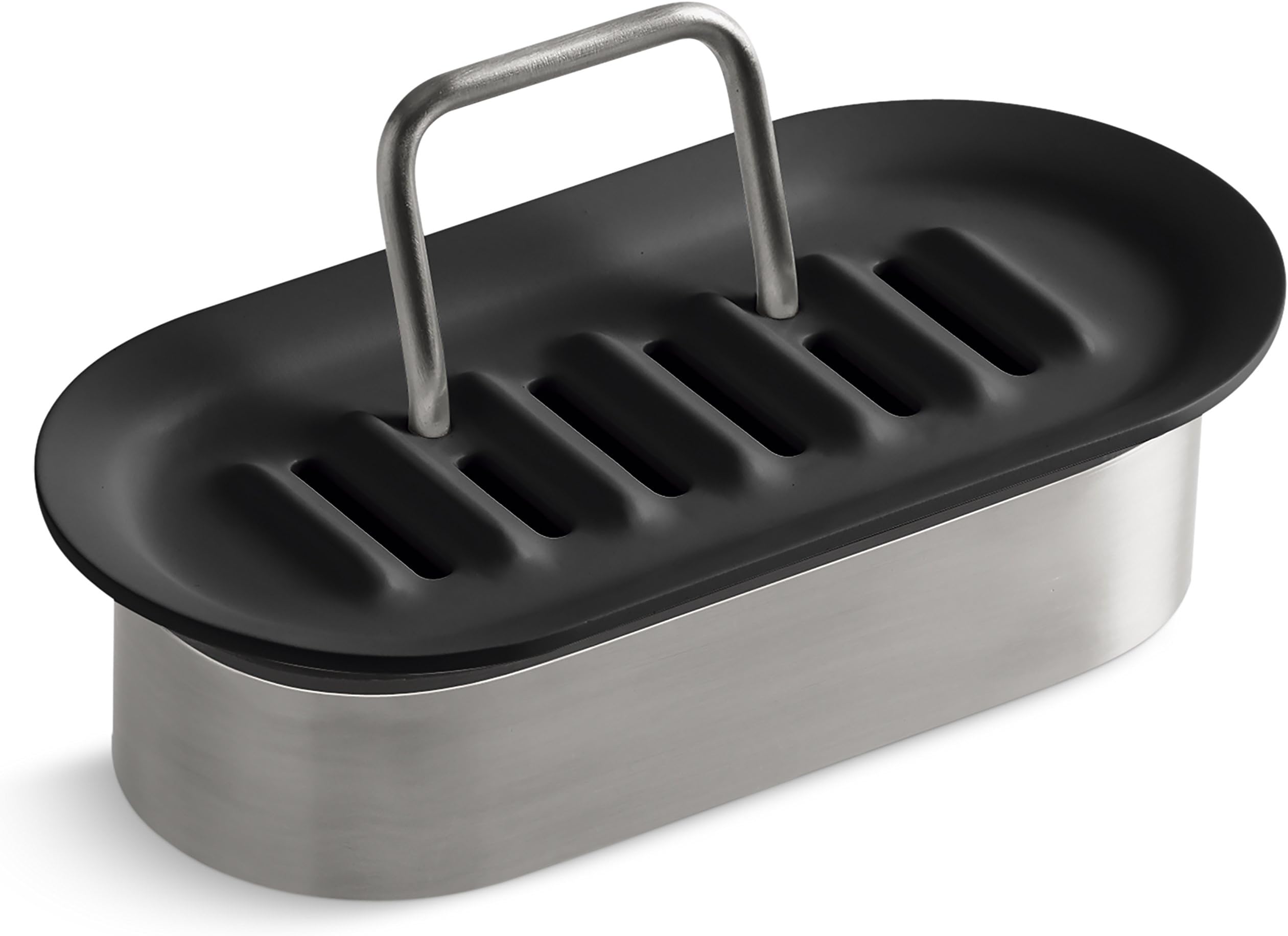 KOHLER Kitchen Sponge or Soap Holder, Caddy, Silicone and Stainless Steel, Charcoal