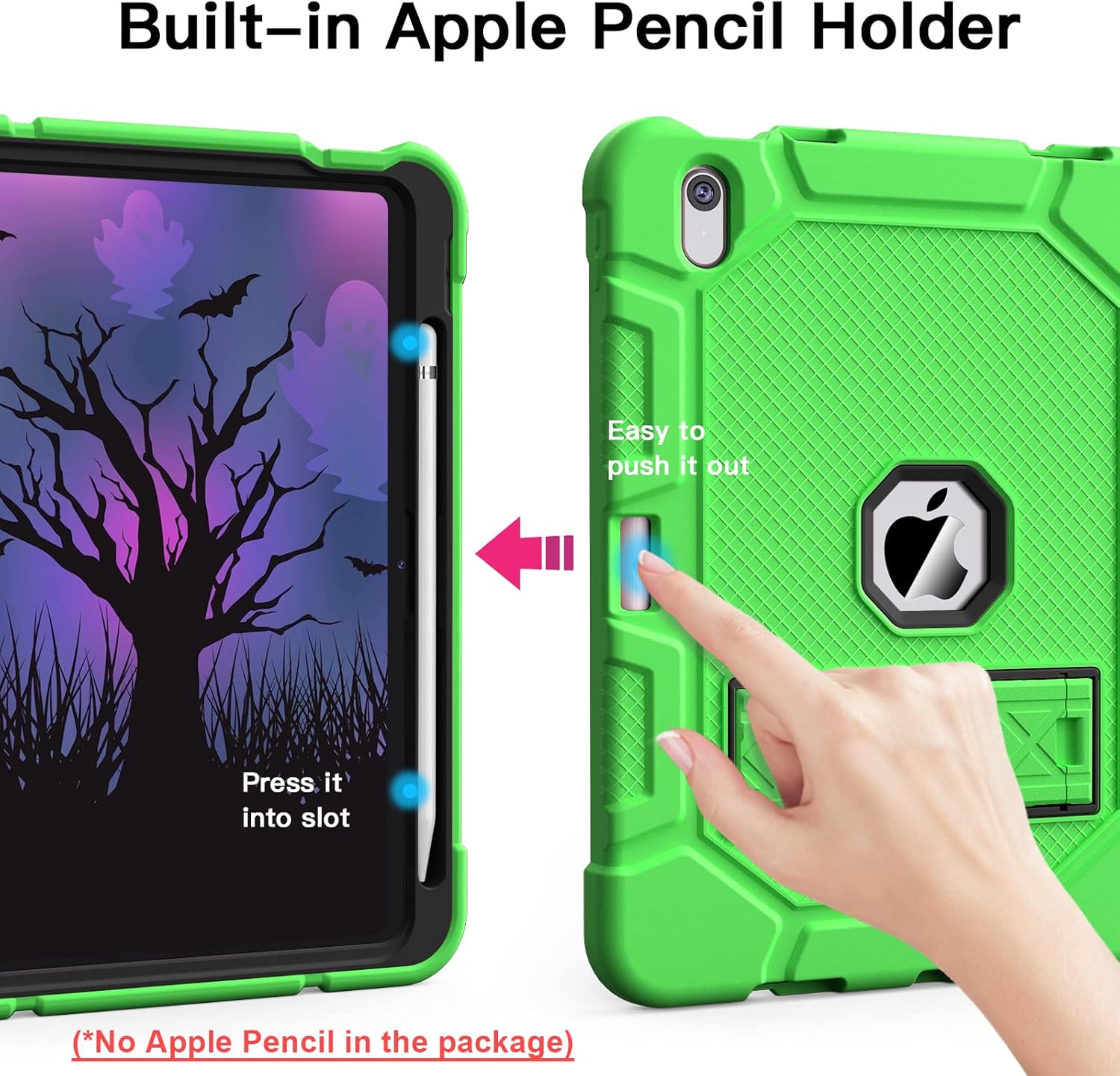 Azzsy Case for iPad (A16) 11th Generation 11 Inch 2025 / iPad 10th Generation 10.9 Inch 2022, [Built-in Pencil Holder] Heavy Duty Shockproof Rugged Protective Case, Green