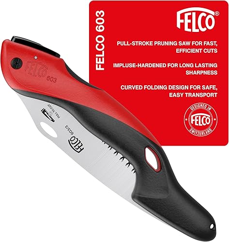 FELCO 603 - Sierra de poda plegable – Sierra curvada de tracción para poda de árboles y corte elevado | Cortador de ramas de árbol | Sierra de mano