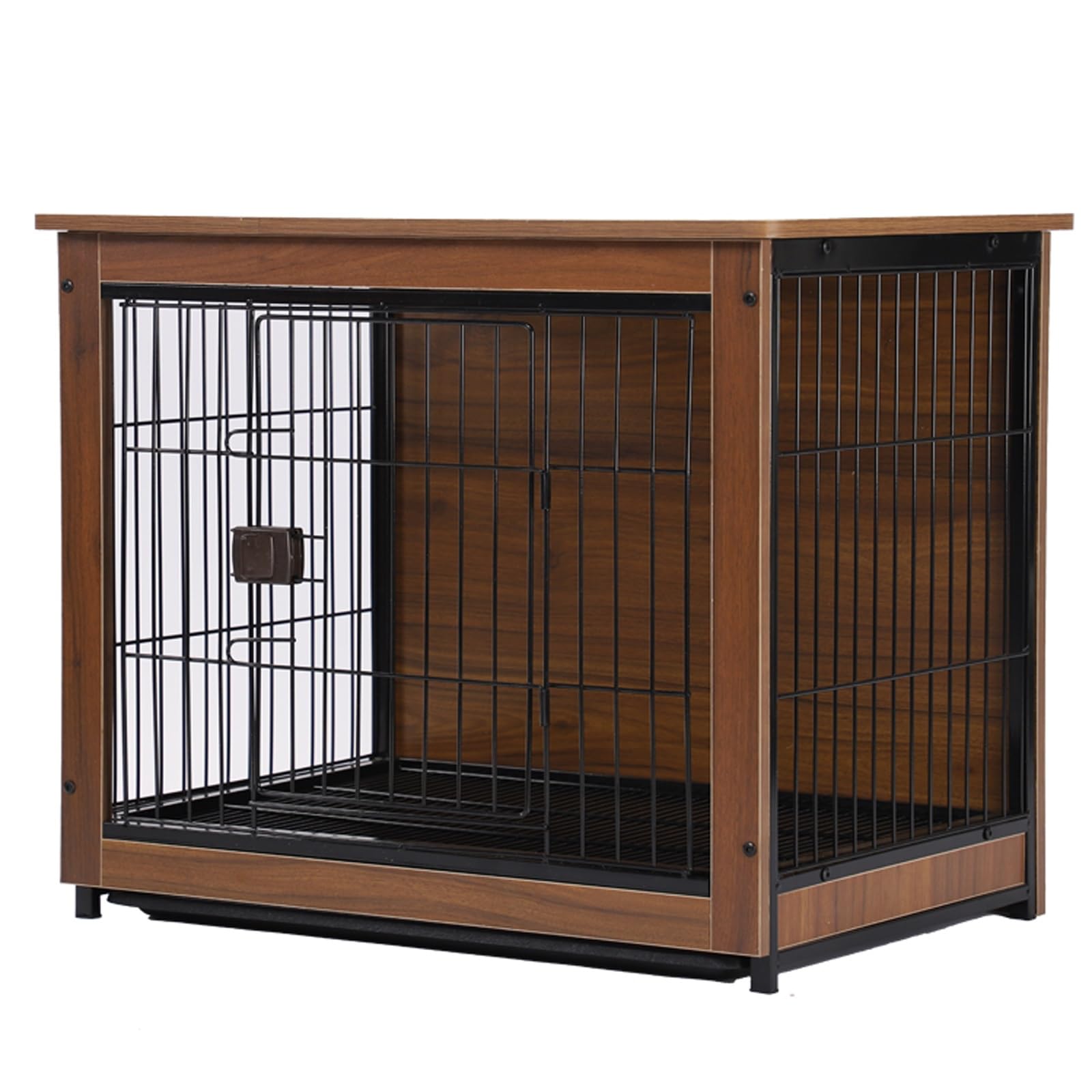 Gabbia Cane Cassa Stile Vintage Cassa per Cani in Legno Struttura in Acciaio e Legno Vassoio Rimovibile Adatto per Cani di Taglia Media e Grande 3 Colori(Brown,78 * 56 * 70cm)