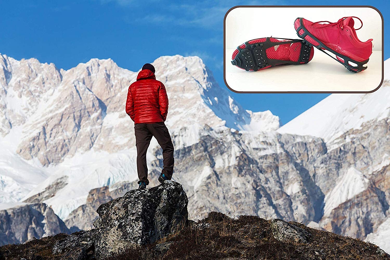 Limm Crampons de traction pour glace Taille M – Adhèrent rapidement et facilement sur les chaussures pour la neige et la glace – Portable