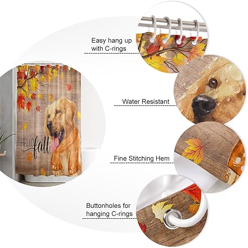 Miniatura 5 de Juego de baño de Acción de Gracias con accesorios de cortina de ducha, 72 x 72 pulgadas de largo, cortina de bañera con alfombra de baño pequeña,