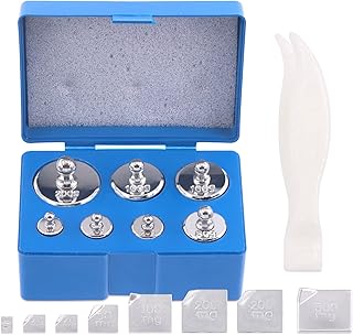 16Pcs Precision Steel Chrome Calibration Scale Weight Kit, Electronic Balance Scale Weight Jewelry Scale Weights for Digital Balance Scale, Jewellery Scale, Laboratory (500g+1000mg Kit)
