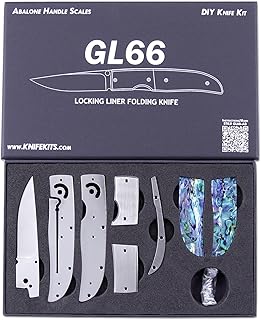 Folding Knife Making Kit - Model GL66 - DIY Folding Knife Parts Kit - (w/Abalone Pearl Composite Handles) - (Gift Boxed) - USA Design - (by KnifeKits) - EZSMITH
