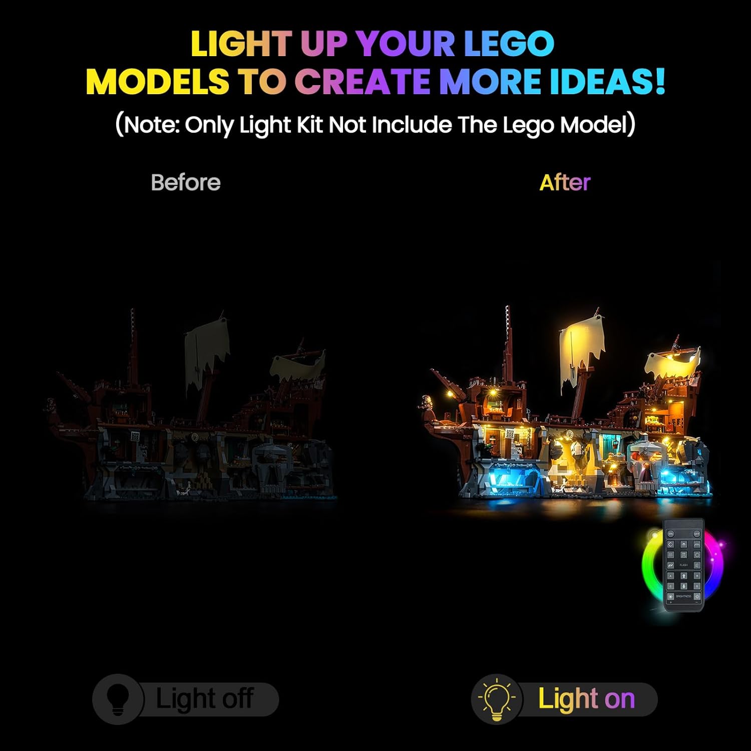 Upgraded Led Light Kit Compatible with Lego The Goonies Building Set, RC Version Compatible with Lego 21363, Best Gifts for Adults (Model Not Included)