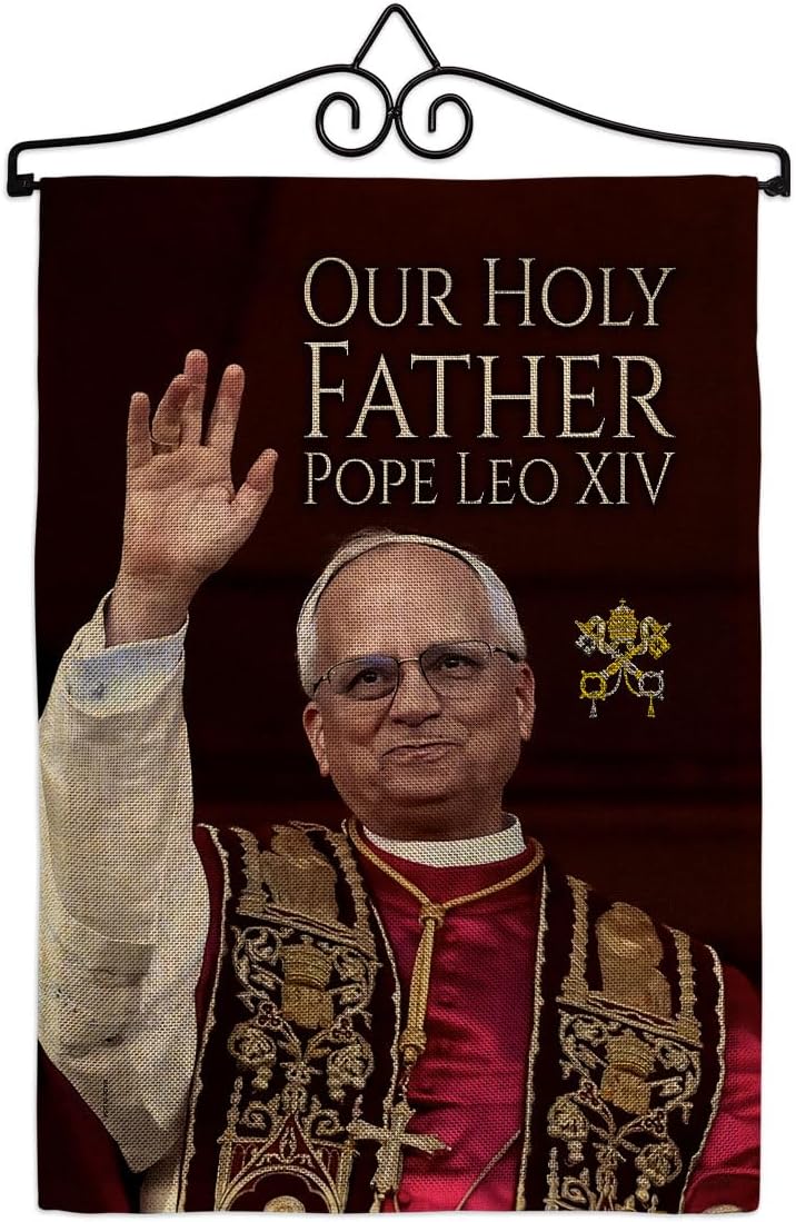 Pope Leo Flag XIV Papal Wall Hanging Canvas Burlap Tapestry Catholic Poster Church Decor Bishop of Rome Picture Home Room Decorations American Papal Door Sign Textile Vatican Memorabilia Gifts