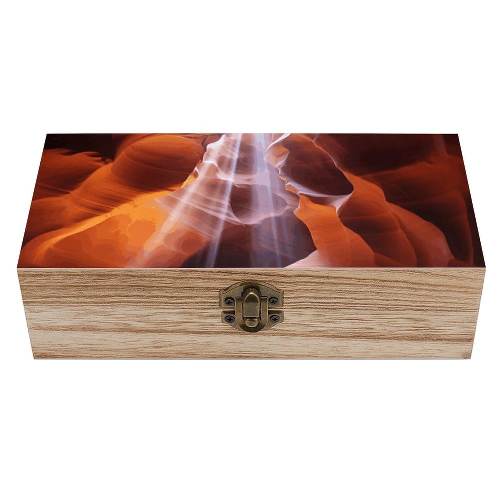 WAFICAC Antelope Canyon Wooden Keepsake Box Wooden Box with Hinged Lid Decorative Storage Boxes Unique Gift Ideas for Men & Women Size 7.9" X 3.9" X 2.3"