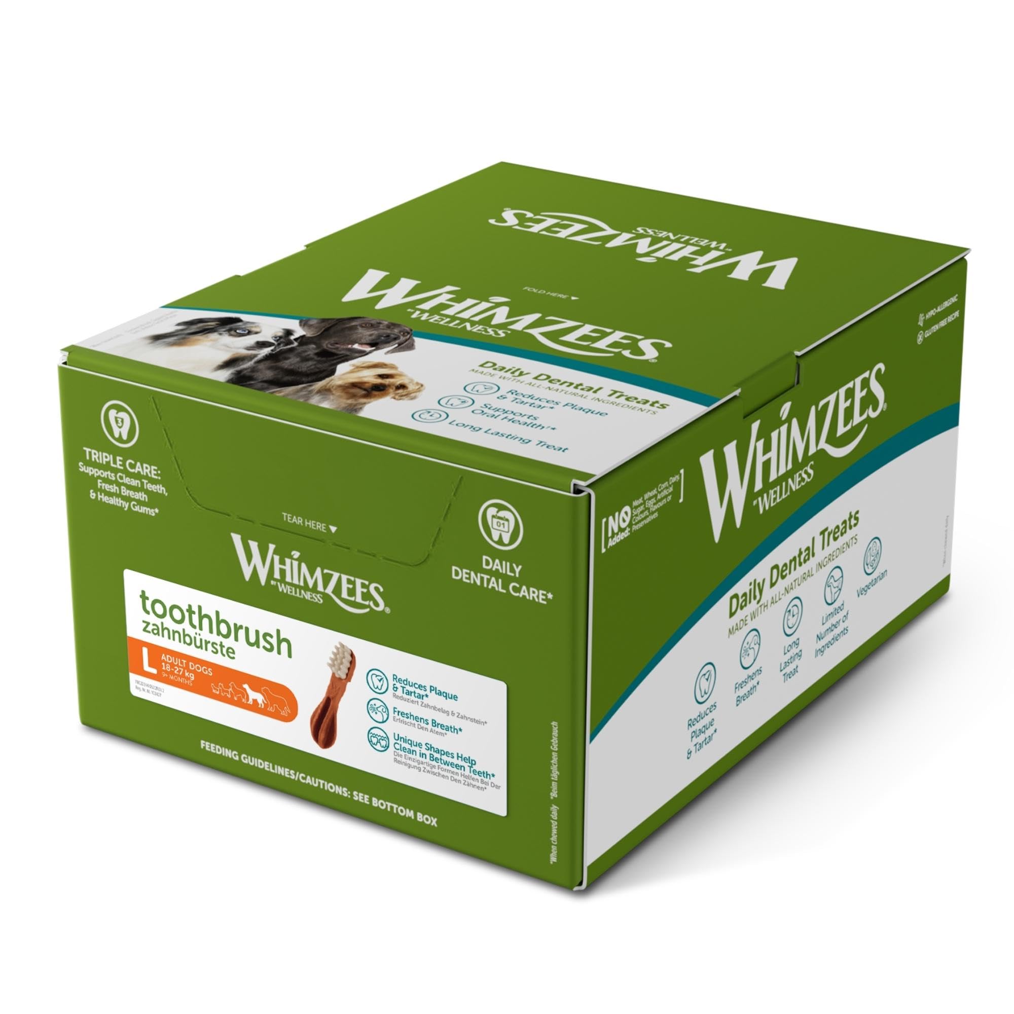 Whimzees Cepillo de Dientes tamaño L/30 Unidades en la Pantalla, 1er Pack (1 x 1.8 kg)