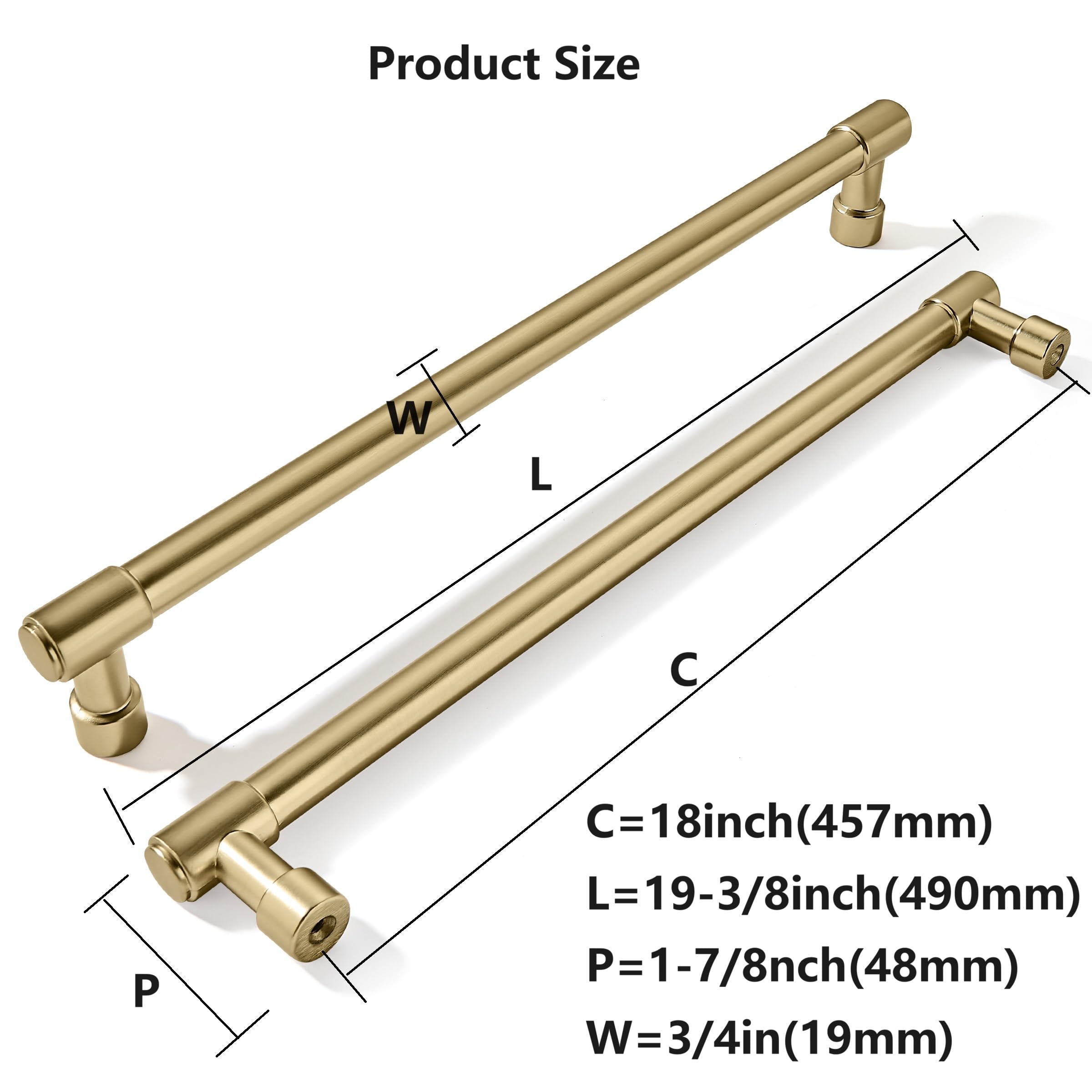 KHTUMEWARE-18APP Champagne Bronze Appliance Pulls CTC 18 in (457 mm) in Champagne Bronze — KHTUMEWARE