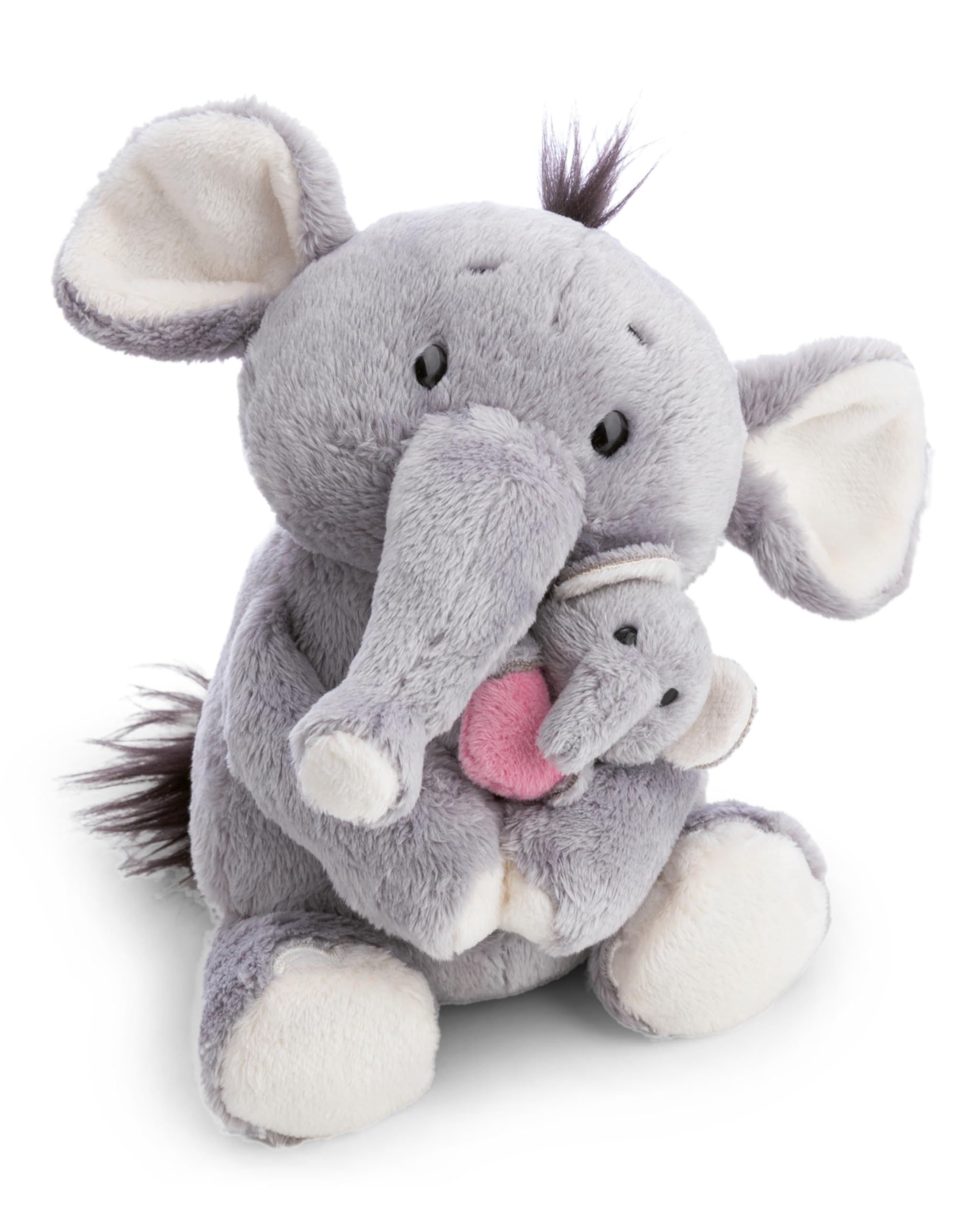 NICI Kuscheltier Elefant 20cm mit Elefantenkind 6cm - grau - Stofftier aus weichem Plüsch, niedliches Plüschtier zum Kuscheln und Spielen, für Kinder & Erwachsene, tolle Geschenkidee - 62842