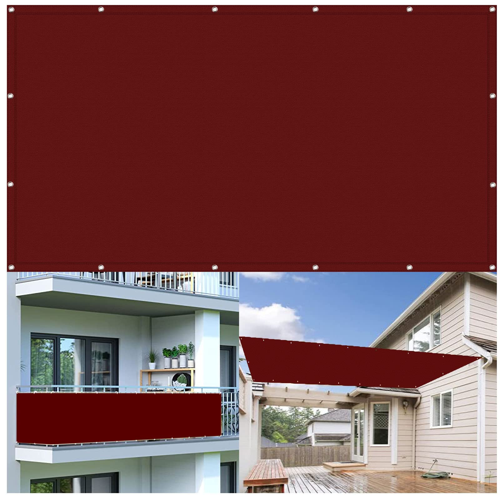 KLGFBDC Waterproof Sun Shade Sail 3.5 x 4.5m Red Outdoor Canopy for Balcony Camping Terrace & Pergola UV Protection with Grommets & RopesPerfect for Sun Protection