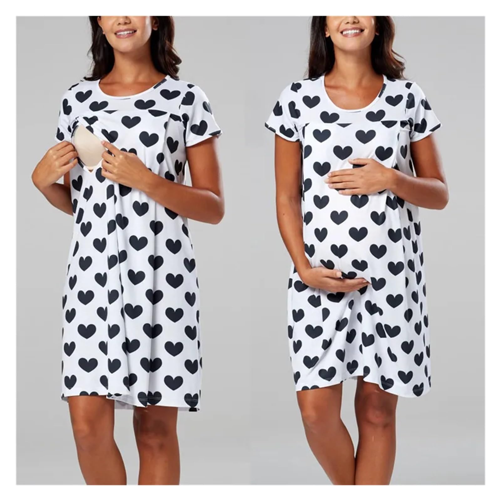 Camicia da Notte Donna Pigiama Premaman, Camicia da Notte, Abito for L'Allattamento, Premaman, Donna Incinta, Pigiama a Maniche Corte, Abbigliamento da casa e da casa