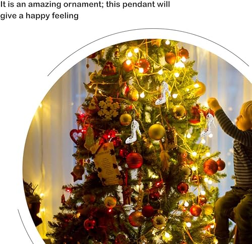 Miniatura 4 de Gadpiparty Decoración colgante para árbol de Navidad, 12 piezas de zapatos de tacón alto para Navidad, invierno, país de las maravillas, vacaciones,