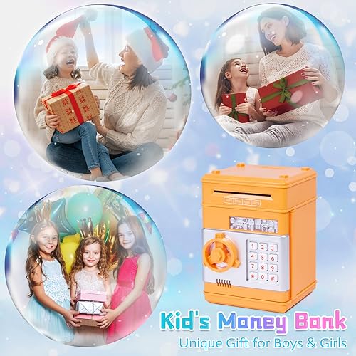 Miniatura 10 de Refasy - Alcancía electrónica con forma de cajero automático para billetes y monedas seguro para niños regalo genial