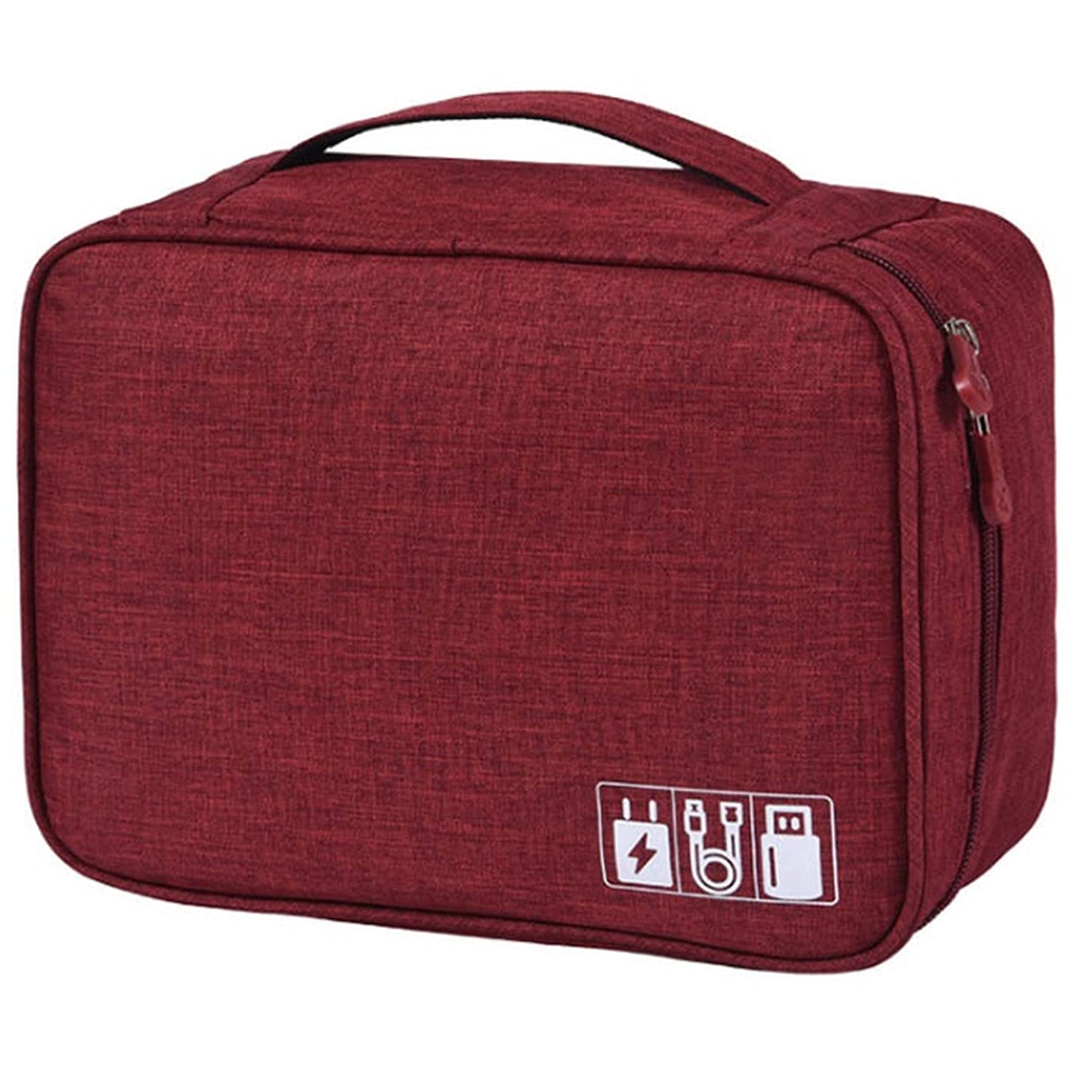 Digital Electronics Cable Accessories Organizer for Travel Protects USB Drives/Memory Cards/Chargers/Cords/Adaptors (Red)