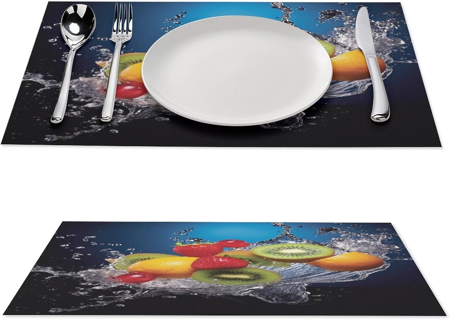 Water Fruits PVC Placemats Set of 4 PCS Non-Slip Heat-Resistant Place Mats Washable Kitchen Dining Table Mats for Dining Table Kitchen Wedding Party Festival 12x18 in