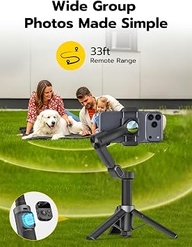 AOCHUAN 3-Axis Gimbal Stabilizer for iPhone w/360 Face Tracking, Smartphone Gimbal w/One-Tap Open Tripod, Gesture Control, Phone Stabilizer w/Magnetic Remote Control & 20 Extension Rod,Smart X3