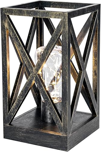 Miniatura 13 de WINGBO Paquete de 2 lámparas de mesa retro alimentadas por batería, juego de lámparas inalámbricas que funcionan con pilas, luz nocturna portátil