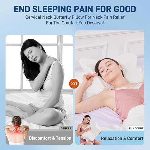 Miniatura 2 de Almohada cervical para dormir, almohada de espuma viscoelástica de contorno de doble altura para aliviar el dolor de cuello y apoyo, almohada