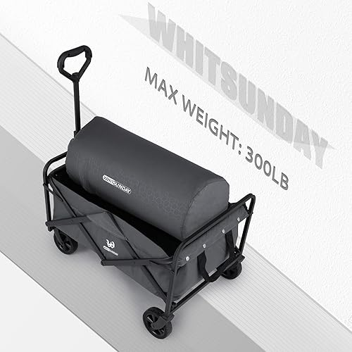 Miniatura 2 de WHITSUNDAY - Carro de utilidad plegable para jardín, al aire libre, picnic, carrito de campamento con cubierta reemplazable, Negro