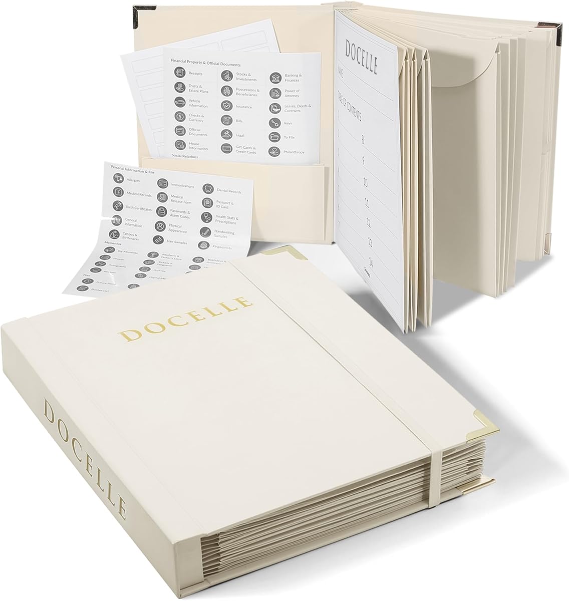 Life Organizer Organizador de documentos importantes Carpeta de archivos expandible con etiquetas para pasaportes, certificados de nacimiento, tarjetas de seguridad social, fotos, cartas | Bolsillos ampliables para recuerdos familiares, pasaportes, cartas y certificados de nacimiento.