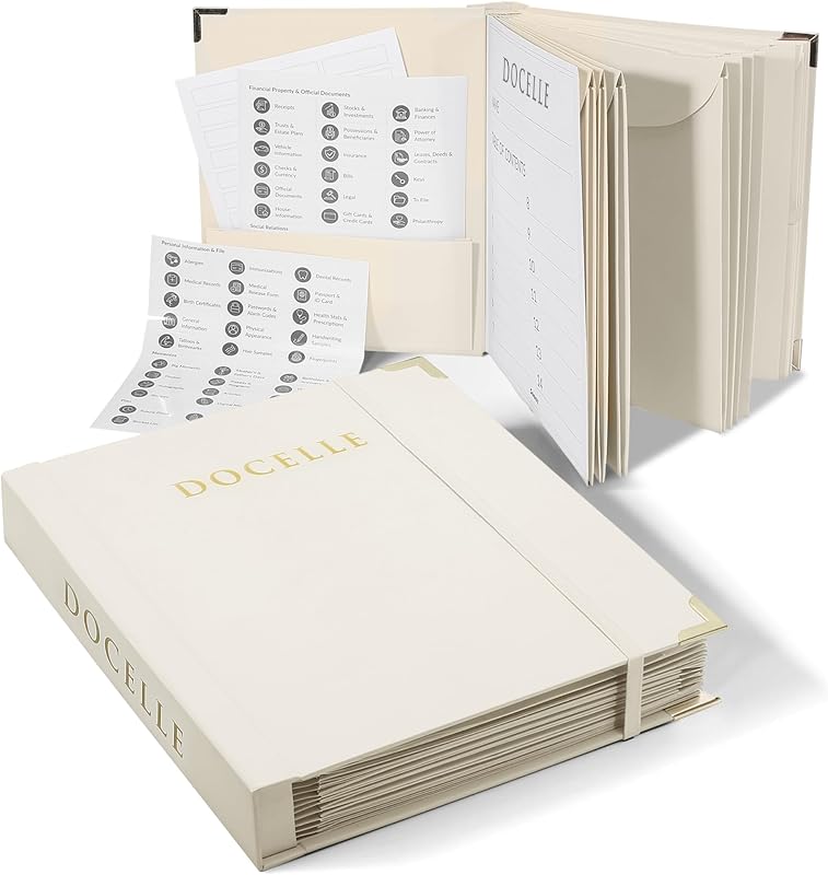 Life Organizer Organizador de documentos importantes Carpeta de archivos expandible con etiquetas para pasaportes, certificados de nacimiento, tarjetas de seguridad social, fotos, cartas | Bolsillos ampliables para recuerdos familiares, pasaportes, cartas y certificados de nacimiento.