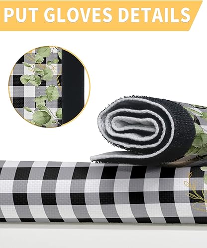 Miniatura 3 de Juego de 2 fundas para manijas de puerta de refrigerador a cuadros blancos y negros para lavavajillas, microondas, horno, nevera, estufa, accesorios