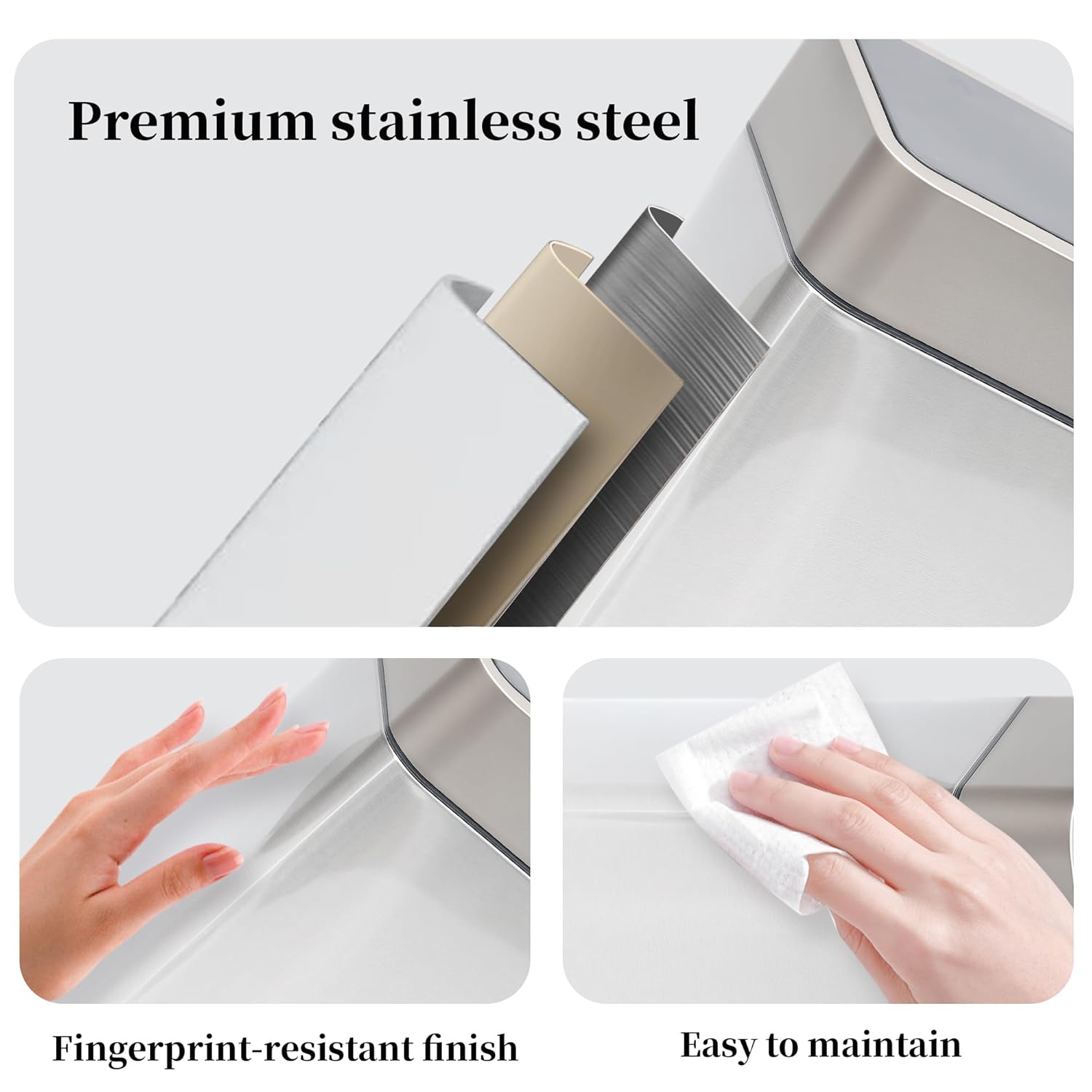 2.4 Gallon / 9L Small Motion Sensor Trash Can, Stainless Steel Automatic Trash Bin, Touchless Electric Garbage Can for Bathroom, Bedroom, Under Desk, Silver (Silver 2.4 Gallon Stainless Steel)